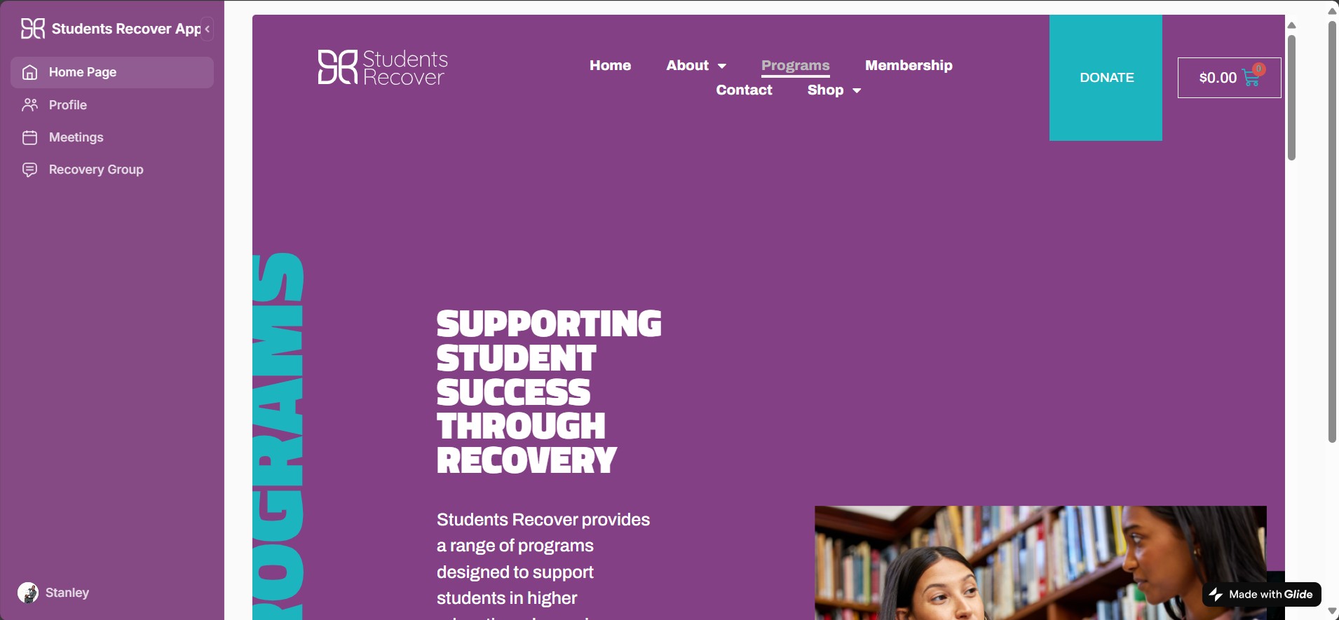 Students Recover app screenshot